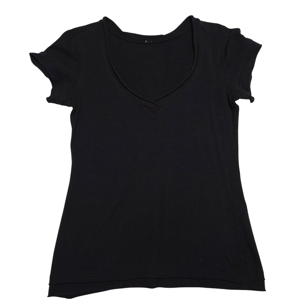 Lululemon V-Neck Athletic Short Sleeve Workout Tee Solid Black Size 4